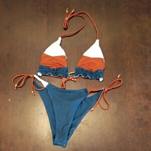 NEW Seventy style Teal and Rust Bikini Set